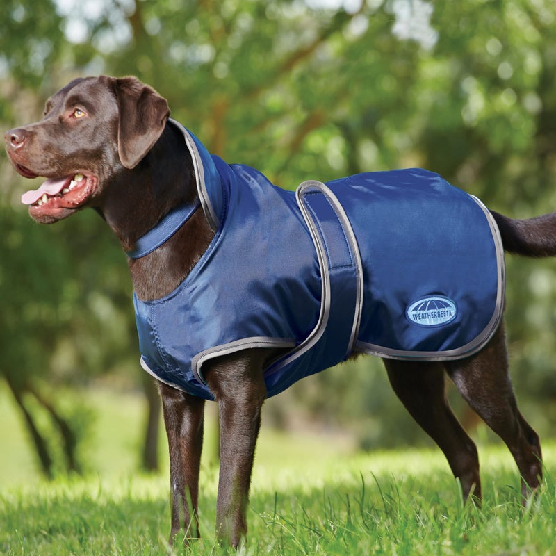 WeatherBeeta ComFiTec Windbreaker 420D Deluxe Dog Coat, Navy/Grey, 26" - Image 2